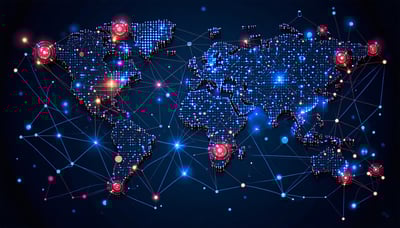 world digital connectivity interconnection points technology blue red black-1
